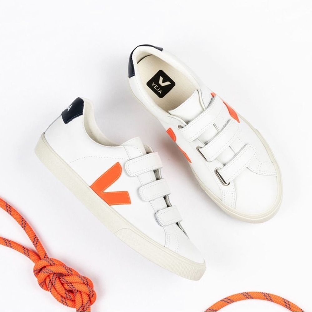 Veja Women's White and Orange Sneakers